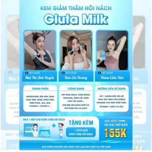 Kem Trị Thâm Nách Gluta Milk 15g Kèm Tuýp 10g