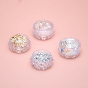 Set Trang Trí Nail 4 Hũ Nhũ Lá, Mix Kim Tuyến Bạc
