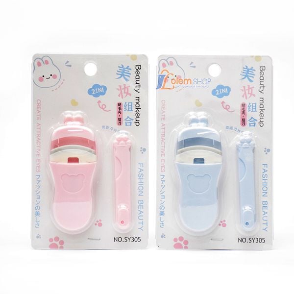 Bấm Mi Nhựa Lmltop Kèm Dao Cạo No.sy305, nhỏ gọn, tiện lợi (Màu ngẫu nhiên)