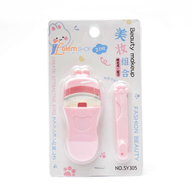 Bấm Mi Nhựa Lmltop Kèm Dao Cạo No.sy305, nhỏ gọn, tiện lợi (Màu ngẫu nhiên)