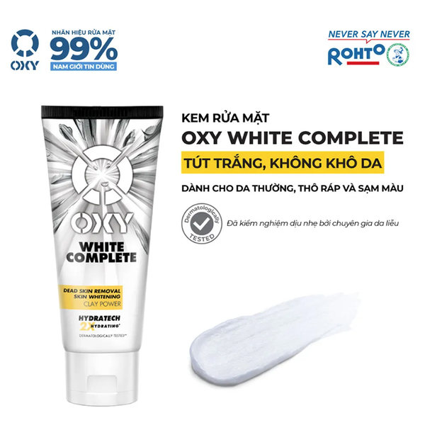 Sữa Rửa Mặt Nam Oxy 100g White Complete,Làm sáng da, bổ sung độ ẩm