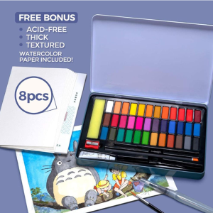 Hộp Màu Himi 36 Màu Hộp Thiếc Xanh, Gam màu tươi sáng, Khả năng pha trộn và loang màu hoàn hảo