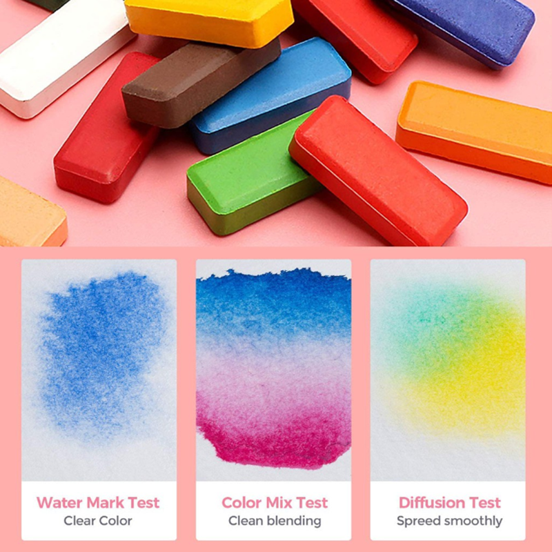 Hộp Màu Himi 36 Màu Hộp Thiếc Xanh, Gam màu tươi sáng, Khả năng pha trộn và loang màu hoàn hảo