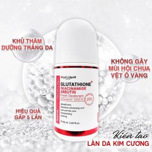 Lăn Khử Mùi Angel's Liquid Glutathione+ Niacinamide Arbutin Cooling Fresh Deodorant 60ml, giúp khử mùi, làm trắng da vùng cánh tay