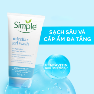 Sữa Rửa Mặt Simple 150ml Water Boost Micellar Facial Gel Wash