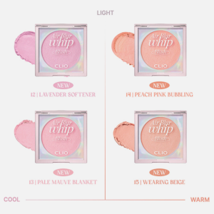 Má Hồng Clio Air Blur Whip Blush 3.5g, kềm dầu, dưỡng ẩm cho da sáng hồng tự nhiên