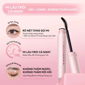 Mascara Colorkey Volumizing & Curling 6g, Làm dài mi, cong và dày tự nhiên, lâu trôi, giữ mi cong suốt cả ngày
