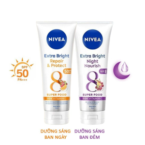 Sữa Dưỡng Thể Hỗ Trợ Dưỡng Trắng Da Ban Ngày & Đêm Nivea Extra Bright Body Serum