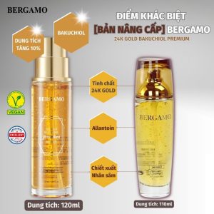 Tinh Chất Bergamo 120ml 24k Gold Vàng Premium (mới), Dưỡng trắng, cung cấp độ ẩm tăng độ đàn hồi cho da