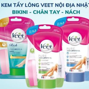 Kem Tẩy Lông Veet Nhật 150g Pure, dùng để tẩy lông vùng chân, tay, nách và bikini