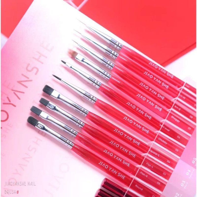 Bộ Cọ Nail Jiao Yan She Cán Hồng 10 Cây