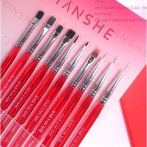 Bộ Cọ Nail Jiao Yan She Cán Hồng 10 Cây