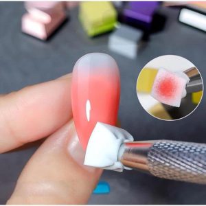 Hộp Mút Dặm Kèm Kẹp Gấp Ombre, Dùng Trang Trí Móng Nail