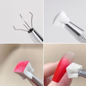 Hộp Mút Dặm Kèm Kẹp Gấp Ombre, Dùng Trang Trí Móng Nail