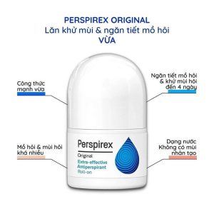 Lăn Khử Mùi Perspirex Roll-on 20ml, Giảm Hôi Nách Hiệu Quả, Giảm Đến 90% Lượng Mồ Hôi