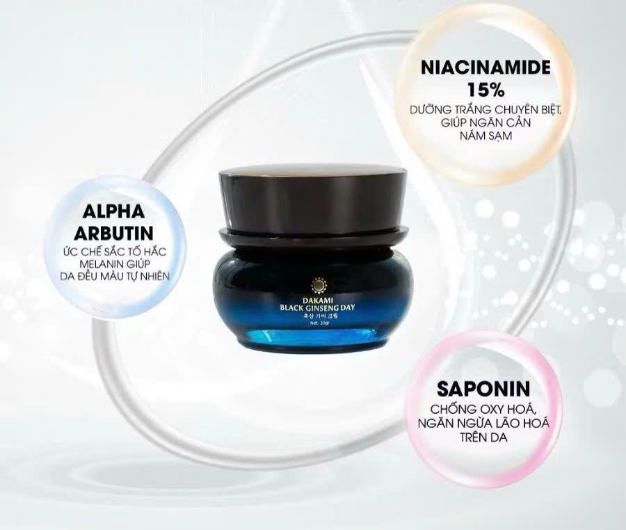 Kem sâm đen Dakami Black Ginseng - Làm mờ nếp nhăn, ngăn ngừa lão hóa, giúp da trắng sáng