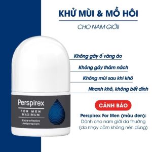 Lăn Khử Mùi Perspirex Roll-on 20ml, Giảm Hôi Nách Hiệu Quả, Giảm Đến 90% Lượng Mồ Hôi
