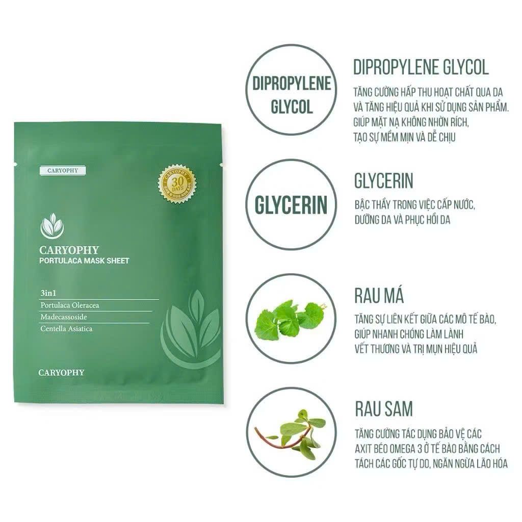 Mặt Nạ Trị Mụn Caryophy Portulaca Mask Sheet 3 In 1 22g